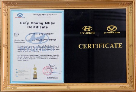 certifice Hyundai Việt Nhật